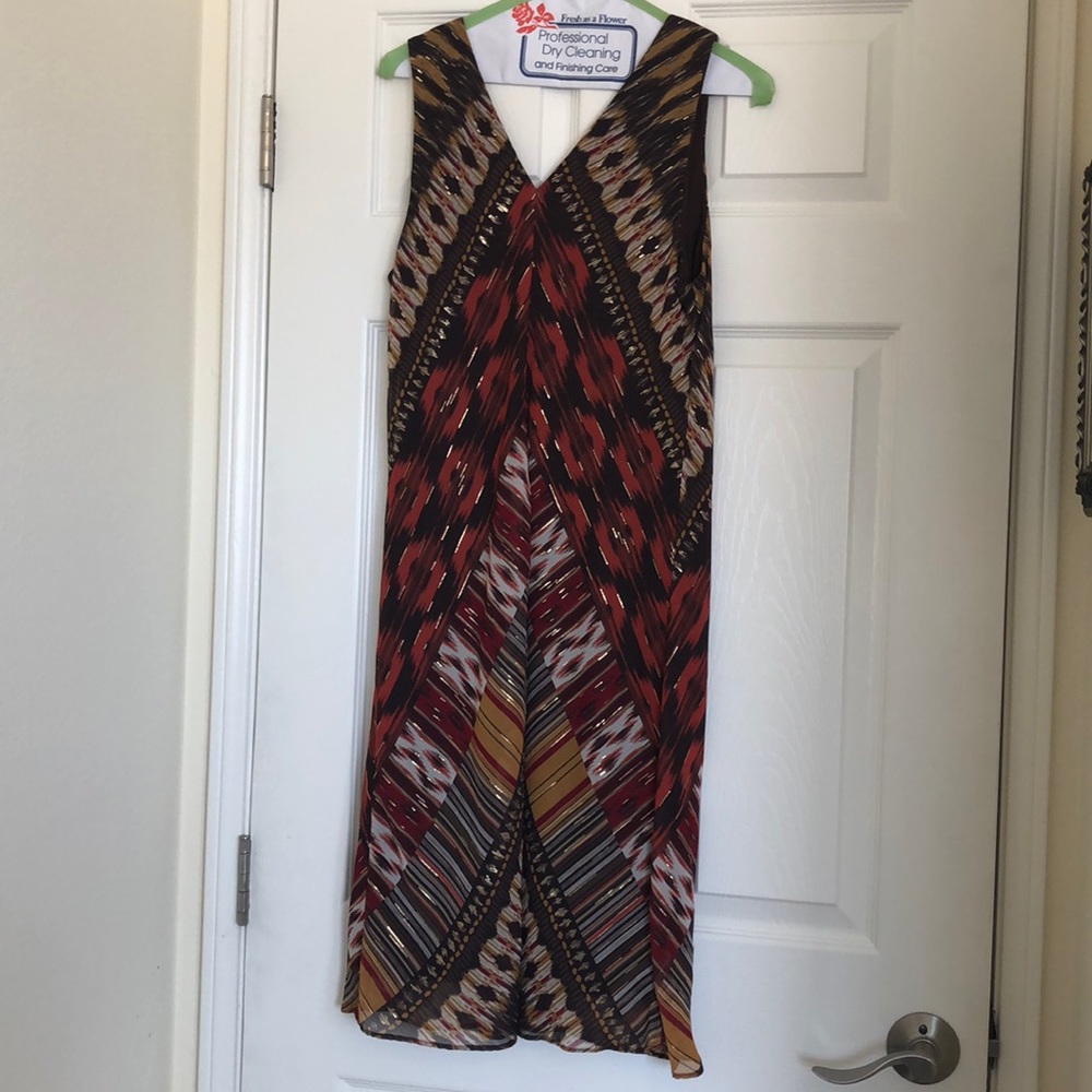 Multi Colored Simple Colored Cold Shoulder Dress - image 1